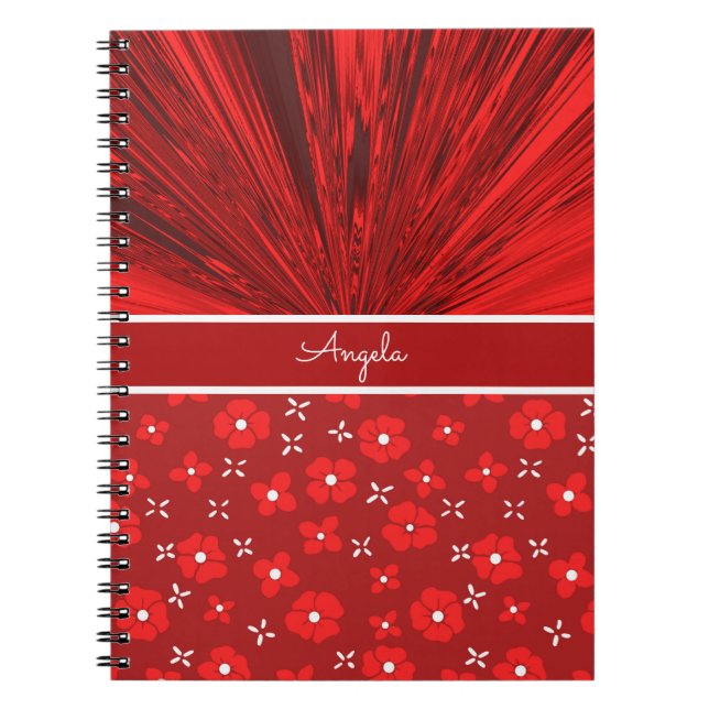 Red Satin n Flowers Personalized Journal (Front)