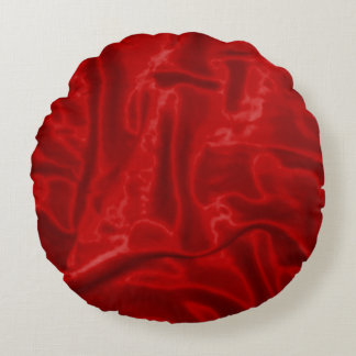 Red Satin-Round Throw Pillow