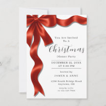 Red Satin Ruban Noël Fête Invitation