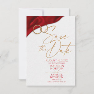 Red Satin Save the Date Invitation