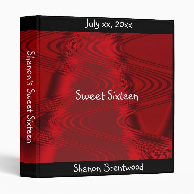 Red Satin, Sweet Sixteen, Photo Album Binder (Front/Spine)