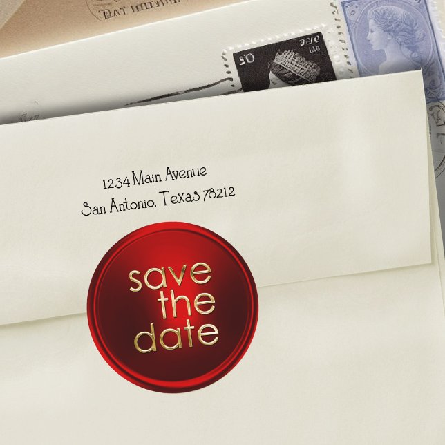 Red Save the Date Envelope Seal (Creator Uploaded)