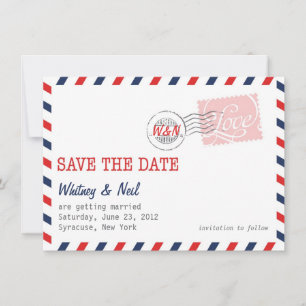 Red Save the Date Postal Service Collection