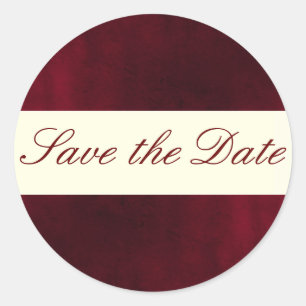 Red Save the Date Sticker/Seal Classic Round Sticker