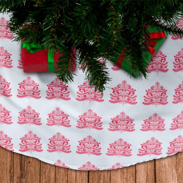 Red Scandinavian Folk Art Nordic Christmas Tree Brushed Polyester Tree Skirt (Creator Uploaded)