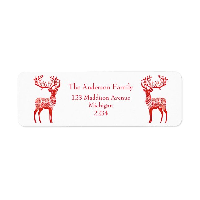 Red Scandinavian Reindeers Elegant Christmas (Front)