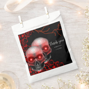 Red Scary floral dark moody gothic skull Halloween Favour Bag