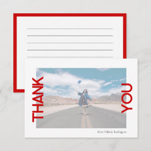 Red School Colour Photo Thank You Card