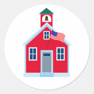 Red School House Classic Round Sticker