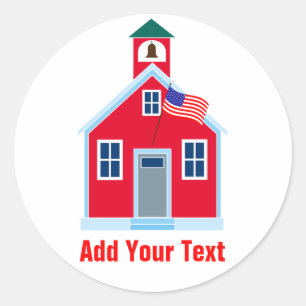 Red School House Classic Round Sticker