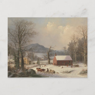 Red School House (Country Scene) 1858 Postcard