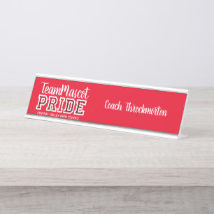 Red School Pride Mascot Name Desk Name Plate