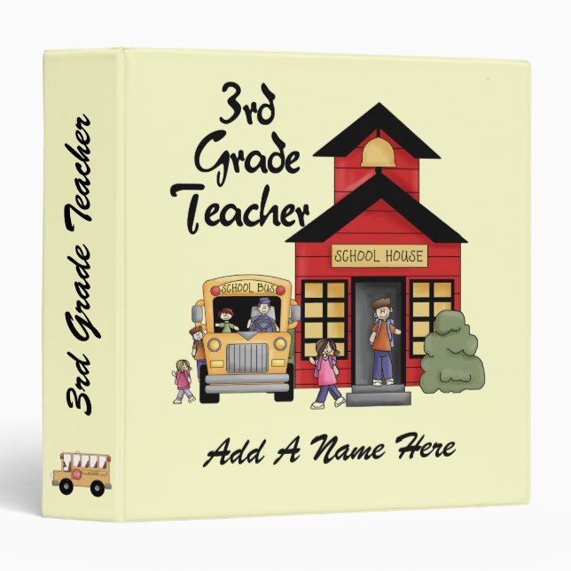 Red Schoolhouse 3rd Grade Teacher Binder (Front/Spine)