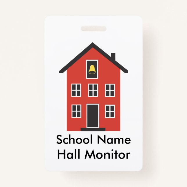Red Schoolhouse Hall Monitor Badge (Front)