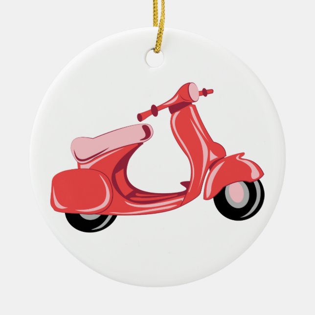 Red Scooter Ceramic Ornament (Front)