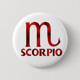 Red Scorpio Horoscope Symbol 2 Inch Round Button