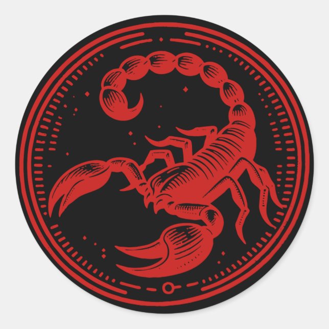 Red Scorpion Astrology Zodiac Sign Scorpio Classic Round Sticker (Front)