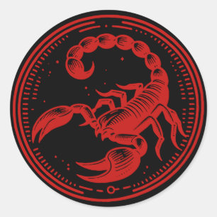 Red Scorpion Astrology Zodiac Sign Scorpio Classic Round Sticker