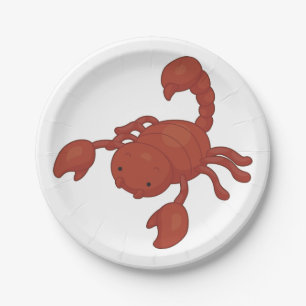 Red Scorpion Illustration Paper Plate
