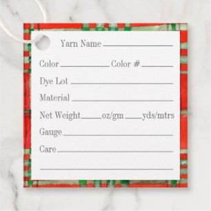 RED SCOTT TARTAN 2" Square Yarn Tags