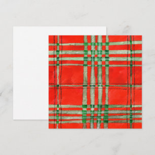 RED SCOTT TARTAN 5.25" Square Flat Card 
