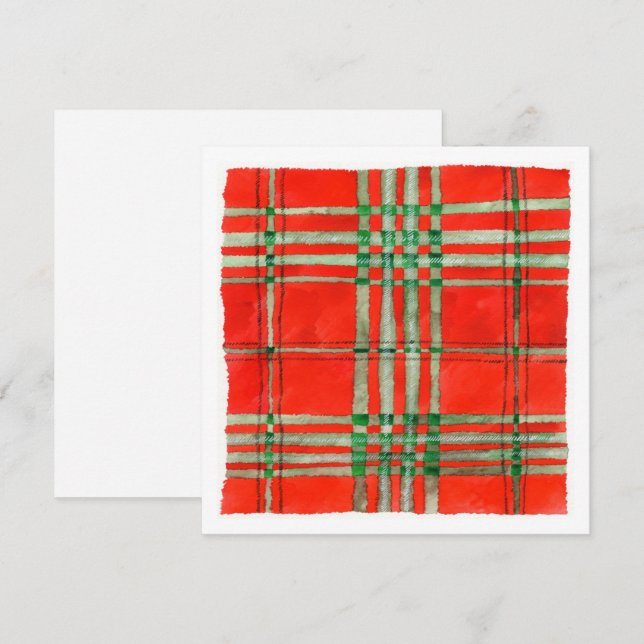 RED SCOTT TARTAN 5.25" Square Flat Card II (Front/Back)