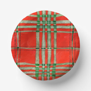 RED SCOTT TARTAN 7" Paper Bowls Paper Plate