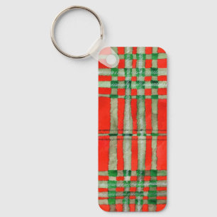 RED SCOTT TARTAN Aluminum Rectangle Keychain