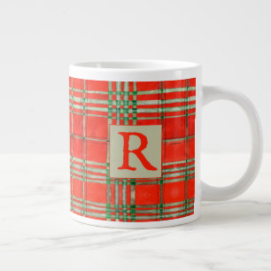 RED SCOTT TARTAN Big Mug + Text