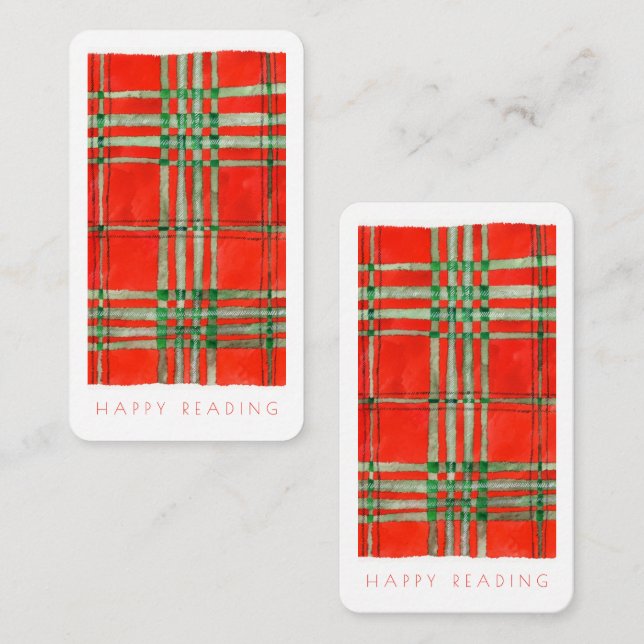 RED SCOTT TARTAN Bookmark - 3.5x2 Card + Text (Front/Back)