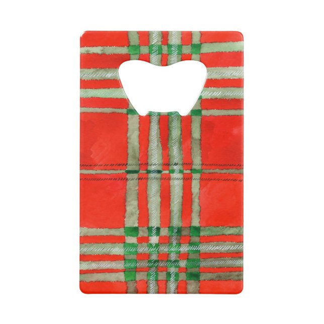 RED SCOTT TARTAN Credit Card Bottle Opener (Front)
