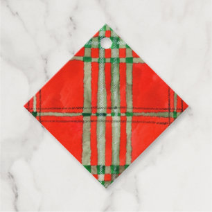 RED SCOTT TARTAN Diamond Gift Tags