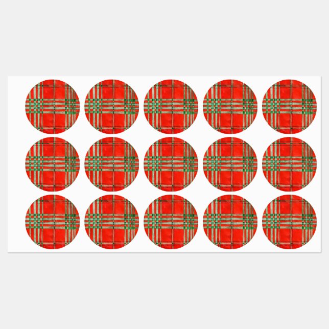 RED SCOTT TARTAN Étiquettes étanches (Feuille)