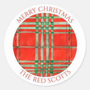 RED SCOTT TARTAN Large Round Envelope Seals