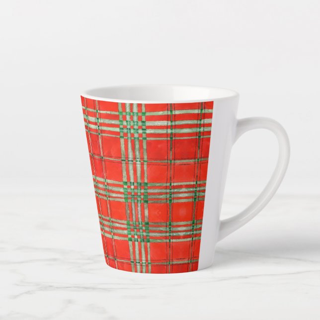 RED SCOTT TARTAN Latte Mug (Droite)