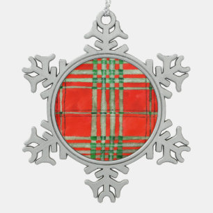 RED SCOTT TARTAN Ornement de flocon de neige