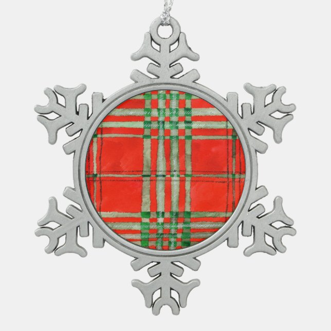 RED SCOTT TARTAN Ornement de flocon de neige (Devant)