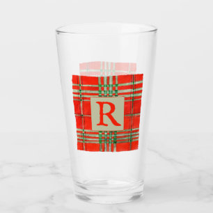RED SCOTT TARTAN Pint Glass + Initial