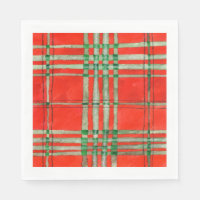 RED SCOTT TARTAN Standard Luncheon Paper Napkins