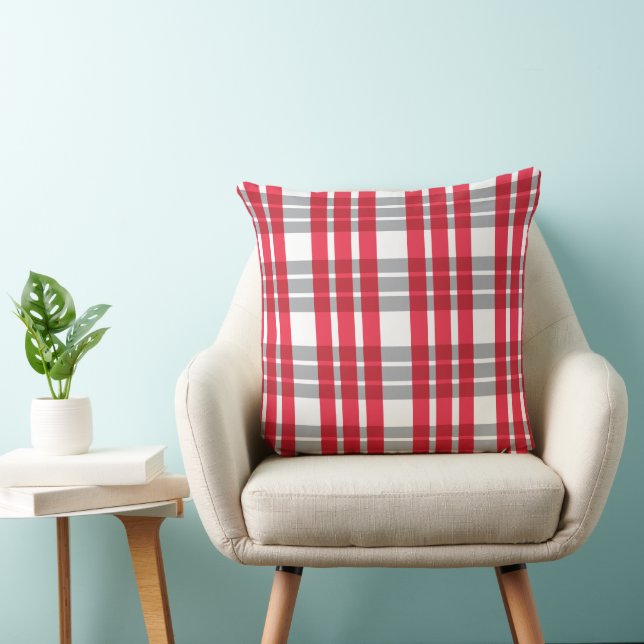 Red Scottish Plaid Throw Pillow (Chair)