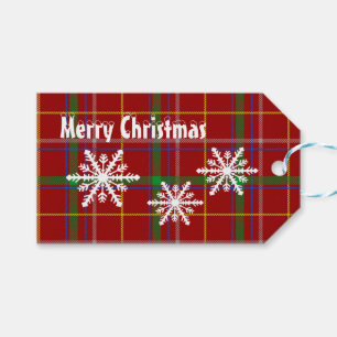 Red Scottish tartan plaid Christmas holiday custom Gift Tags