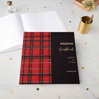Red Scottish Tartan Wedding Guest Book
