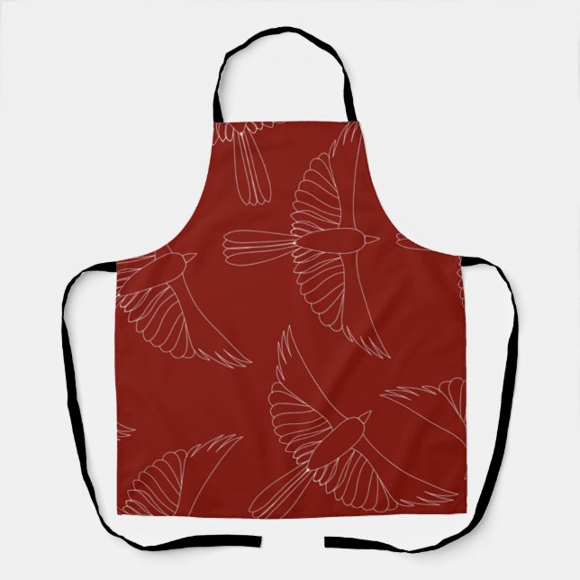 Red Scraffito Cardinal All-Over Print Apron (Front)