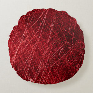 Red scratch abstract backgroundabstract, aged, alu round pillow