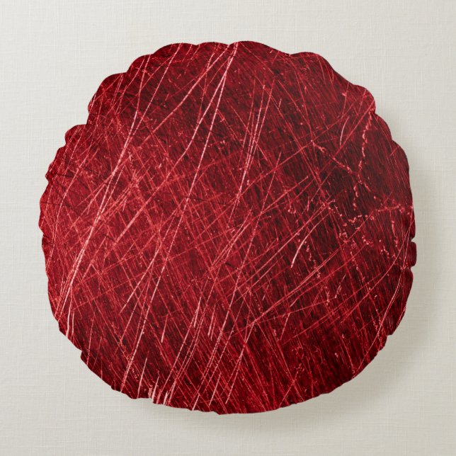 Red scratch abstract backgroundabstract, aged, alu round pillow (Front)