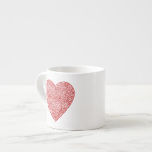 Red Scribble Heart Espresso Cup