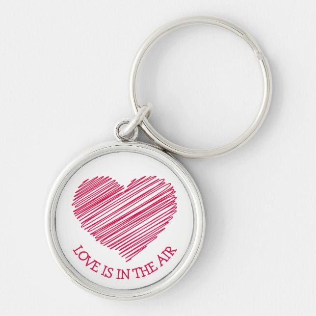 Red Scribble Heart Red Love Keychain (Front)