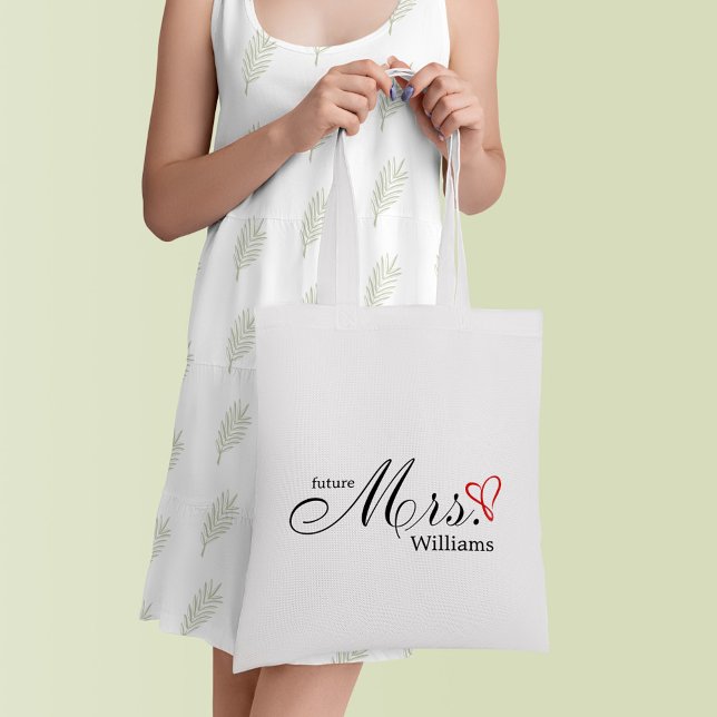 Red Scribbled Heart Future Mrs Tote Bag (Creator Uploaded)
