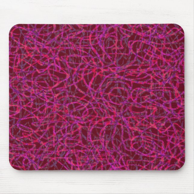 Red scribbled lines pattern mouse pad (Front)