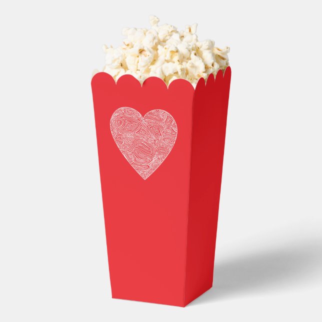 Red Scribbleprint Heart Favor Box (Popped)